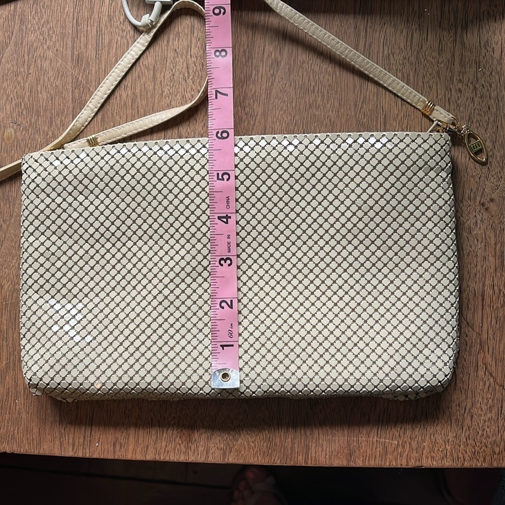 Vintage 1980s Metal Mesh Clutch Shoulder Bag 10"x6" - Picture 9 of 17